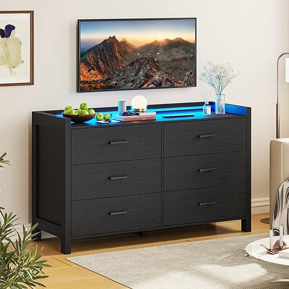 Illuminating Elegance: The Charm of a Black Dresser with LED Lights