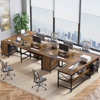 Sikaic 63" L Shaped Convertible Computer Office Desk with Drawer Power Strip Storage Cabinet Rustic Brown