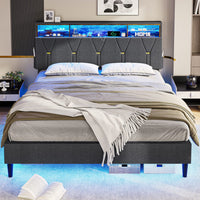 Sikaic Sikaic Queen Size LED Bed Frame with Shelf Storage Headboard
