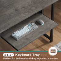 Sikaic L Shaped Reversible Gaming Desk With Power Outlets Keyboard Tray Grey