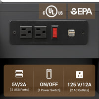 Sikaic Nightstand with Charging Station Hutch & Storage Drawers Black