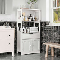 Sikaic Storage Cabinets & Lockers Multifunctional Storage Cabinet with Microwave Space Drawer White