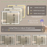 Sikaic Medicine Cabinet Lighted Double Doors Medicine Cabinet with Touch Switch Mirrors and Storage Adjustable Shelves White