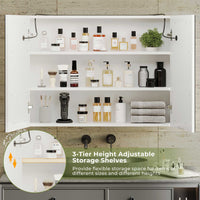Sikaic Medicine Cabinet Lighted Double Doors Medicine Cabinet with Touch Switch Mirrors and Storage Adjustable Shelves White