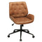 Sikaic Office Chairs Armless Leather Office Chair with Wheels 40° Tiltable Backrest Brown