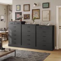 Sikaic Drawers Dresser 6 Drawers Dresser Wood Storage Clothes Organizer Black
