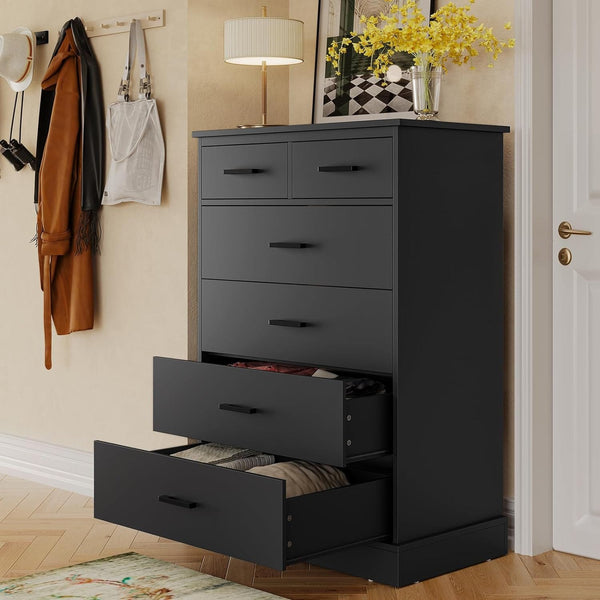 Black 6 Drawer Tall Dresser with Storage Black 6 Drawer Tall Dresser with Storage
