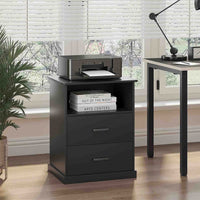 Sikaic Nightstand Nightstand with Charging Station 2 Storage Drawer and Open Cubby Black