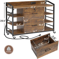 Sikaic File Cabinet 44 Inches File Cabinet with 2 Drawer Lock Power Strip Rustic Brown