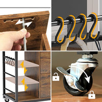 Sikaic File Cabinet 44 Inches File Cabinet with 2 Drawer Lock Power Strip Rustic Brown