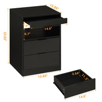 Sikaic Nightstand Nightstand with Pull-Out Shelf Wireless Charging Station and LED Lights Black