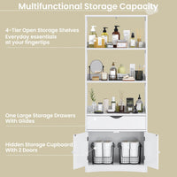 Sikaic Cabinets & Storage 64 Inches Freestanding Storage Cabinet with Shelves and Drawer Microwave Space Cupboard White