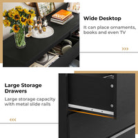 Sikaic Dressers 51.5 Inches Width 6 Drawers Dresser Large Capacity Clothing Storage Cabinet Black