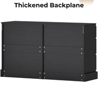 Sikaic Dressers 51.5 Inches Width 6 Drawers Dresser Large Capacity Clothing Storage Cabinet Black