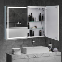 Sikaic Medicine Cabinets Wall Mounted Lighted Medicine Cabinet with Mirror Storage White