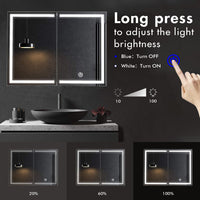 Sikaic Medicine Cabinets Wall Mounted Lighted Medicine Cabinet with Mirror Storage White