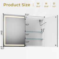 Sikaic Medicine Cabinets Wall Mounted Lighted Medicine Cabinet with Mirror Storage White