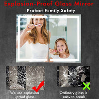 Sikaic Medicine Cabinets Wall Mounted Lighted Medicine Cabinet with Mirror Storage White