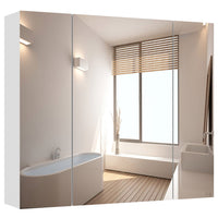 Sikaic Medicine Cabinets Medicine Cabinet with 3 Doors Mirror 3-Adjustable Shelves Storage Organizer White