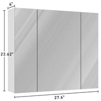 Sikaic Medicine Cabinets Medicine Cabinet with 3 Doors Mirror 3-Adjustable Shelves Storage Organizer White