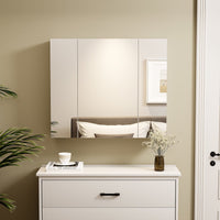 Sikaic Medicine Cabinets Medicine Cabinet with 3 Doors Mirror 3-Adjustable Shelves Storage Organizer White