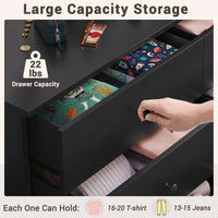 Sikaic Dressers 6 Drawers Dresser with Heavy Sturdy Steel Frame Black