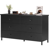 Sikaic Dressers 6 Drawers Dresser with Heavy Sturdy Steel Frame Black