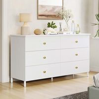 Sikaic Dressers 6 Drawers Dresser with Heavy Sturdy Steel Frame White