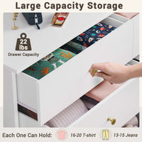 Sikaic Dressers 6 Drawers Dresser with Heavy Sturdy Steel Frame White