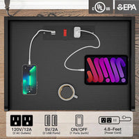 Sikaic Nightstands LED Nightstand with Charging Station 3 Drawers and Open Storage Black