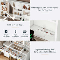 Sikaic Vanities Makeup Vanity Set with Mirror and Lights Charging Station White