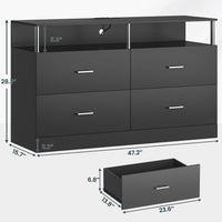 Sikaic Dressers 4 Drawers Dresser with Charging Station Column Design Black
