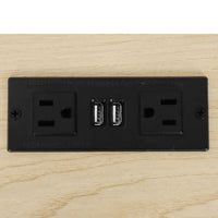 Sikaic Nightstand Rattan LED Nightstand with Charging Station Boho Bedside Table with 2 Drawers Natural