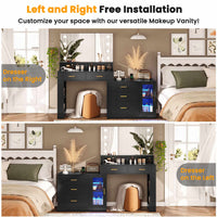 Sikaic Makeup Vanity LED Makeup Vanity Dresser with Mirror and Charging Station & 5 Drawers Cabinet Storage Black