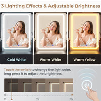 Sikaic Makeup Vanity Makeup Vanity Desk with Charging Station Mirror & Time Display & Ambient Light 5 Drawers & 4 Storage Cabinets Black