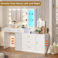 Sikaic Makeup Vanity LED Makeup Vanity with Dresser Charging Station Mirror Drawers & Shelves White