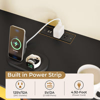 Sikaic Dresser 6 Drawers LED Lights Wide Storage Dresser with Charging Station for Closet Bedroom Living Room Open Storage Cubby Black