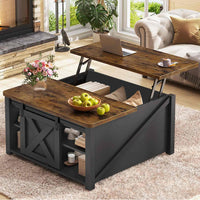 Sikaic Coffee Table 31.5" Lift Top Coffee Table with Storage Square Table Living Room Farmhouse with Large Hidden Storage Compartment and Adjustable Shelves Black