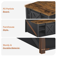 Sikaic Coffee Table 31.5" Lift Top Coffee Table with Storage Square Table Living Room Farmhouse with Large Hidden Storage Compartment and Adjustable Shelves Black