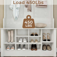 Sikaic Hall Tree Hall Tree with Storage 3-in-1 Entryway Bench Embossed White