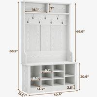 Sikaic Hall Tree Hall Tree with Storage 3-in-1 Entryway Bench Embossed White