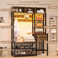 Sikaic Hall Tree Hall Tree with Bench and Shoe Storage Rustic Brown