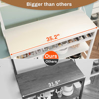 Sikaic Bakers Rack LED Bakers Rack with Power Outlet Storage White