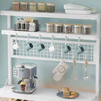 Sikaic Bakers Rack LED Bakers Rack with Power Outlet Storage White