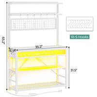 Sikaic Bakers Rack LED Bakers Rack with Power Outlet Storage White