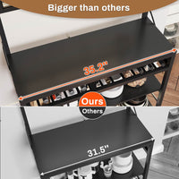 Sikaic Bakers Rack LED Bakers Rack with Power Outlet Storage Black