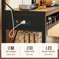 Sikaic Bakers Rack LED Bakers Rack with Power Outlet Storage Black