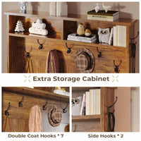 Sikaic Hall Tree 5-in-1 Hall Tree with Bench and Shoe Storage Rustic Brown