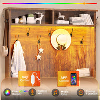 Sikaic Hall Tree 5-in-1 Hall Tree with Bench and Shoe Storage Rustic Brown