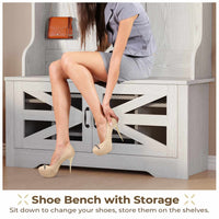 Sikaic Hall Tree Hall Tree with Bench and Shoe Storage Embossed White